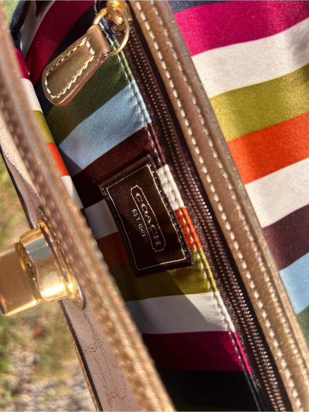 Coach 65th Anniversary Legacy Lined turn lock  Zoe Clutch - Picture 6 of 8